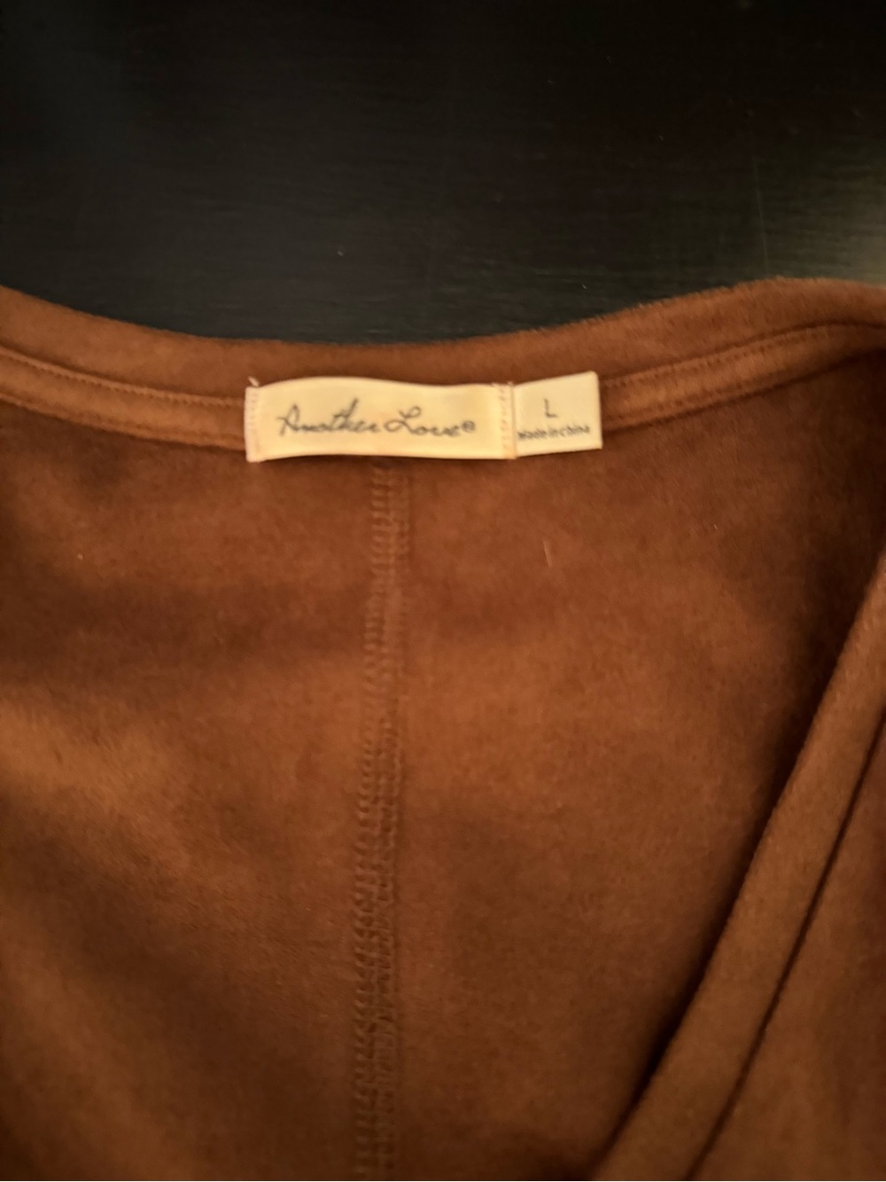 Another Love Chestnut Brown Suede-Effect shirt dress
